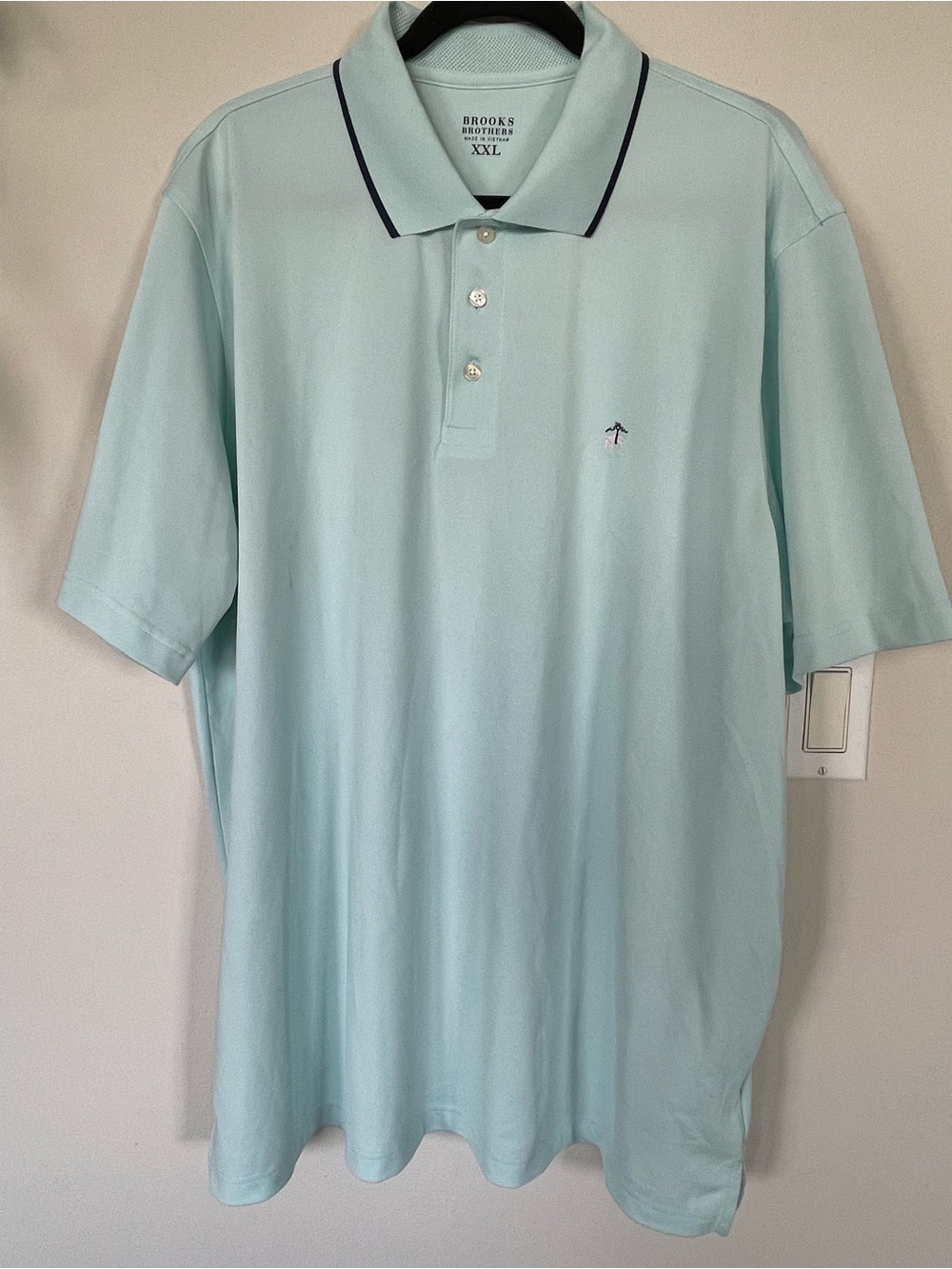 Brooks Brothers Polo Shirt Mens Green 1/4 Button Short Sleeved Embroidery XXL